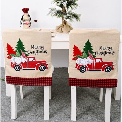 4pcs new forest Santa Claus tree car seat cover home decoration Christmas family dining table chair back cover decoration gift