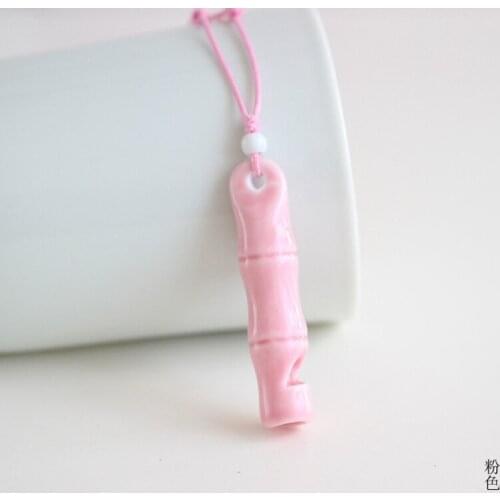 Kids Ceramic Bamboo Necklace Whistle Pendant Necklace Children Gift Retro Jewelry