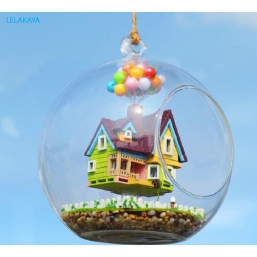 DIY Glass Doll House Handcraft Wooden Building Model Kits Miniature LED Light Assembly Dollhouse Creative Gift Mini Home Doll