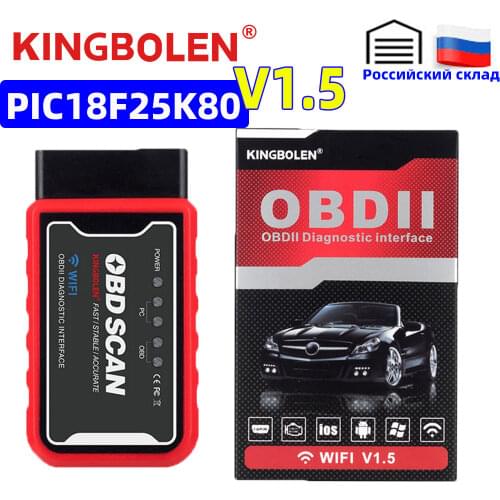 ELM327 WiFi/Bluetooth V1.5 PIC18F25K80 Chip OBDII Diagnostic Tool IPhone/Android ELM 327 V 1.5 ICAR2 OBDSCAN Scanner Code Reader
