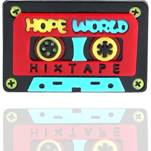 FishSheep New Colorful Acrylic Tape Brooch For Women Pop Hope World Hixtape Music Brooches Pins Fashion Clothes Jewelry Gifts