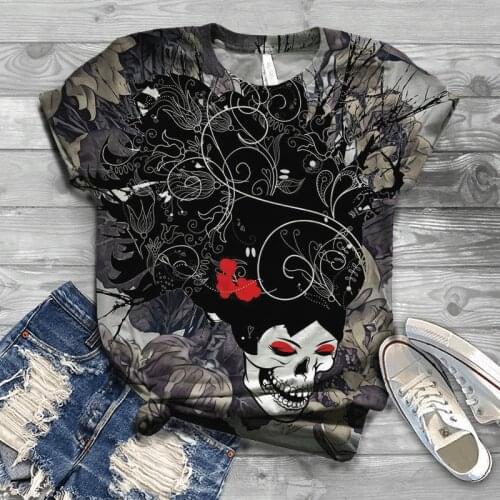 2021 fashion casual mens and womens summer round neck 3D skull print T-shirt childrens street outdoor comfortable inch shirt