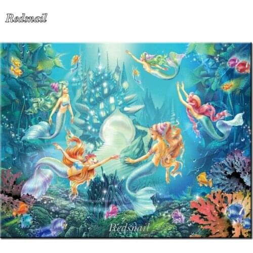 Hot sale!5d diy diamond painting kits Underwater Mermaid fairy full lay diamond embroidery round drill cartoon elf girl,EE1277