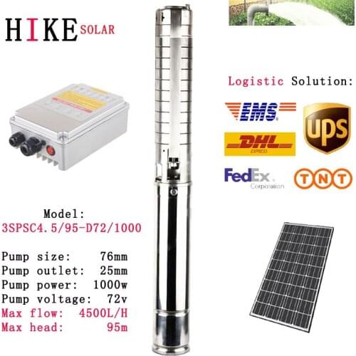 Hike solar equipment 48V DC 3" 1.3hp dc solar bore pump for underground water Solar pump system 3SPSC4.5/95-D72/1000