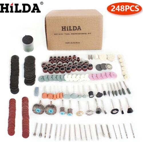 HILDA 248PCS Rotary Tool Accessories for Easy Cutting Grinding Sanding Carving and Polishing Tool Combination For Hilda Dremel