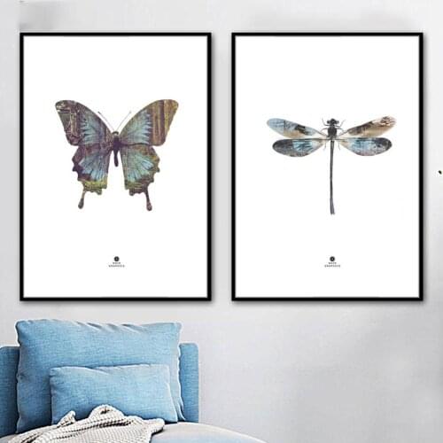Canvas Printed Poster Home Decoration Animal Butterfly Dragonfly Forest Painting Simple Wall Art Pictures Living Room Modular