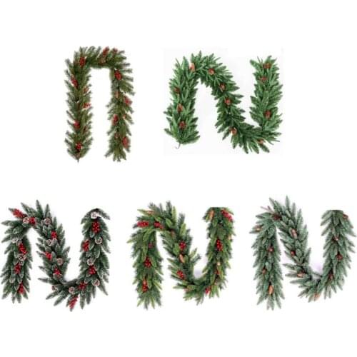 Christmas Artificial Vine Garland 2.7m Xmas Home Party Holiday Xmas Decor Rattan Hanging Wreath Ornament