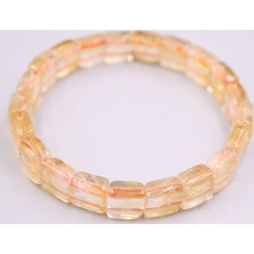 Grade A Yellow Crystal Bracelet Width 10mm Square Bead Link Chain Diameter 55-60mm For Woman Man