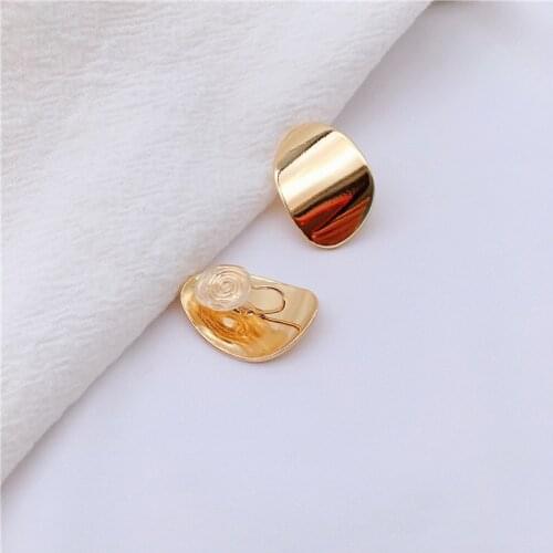 Ear clips without pierced female simple temperament personality retro Hong Kong-flavored metal stud earrings