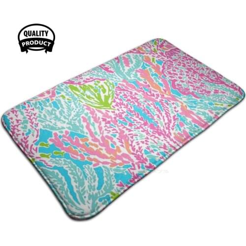 Preppy Print Door Mat Foot Pad Home Rug Prep Preppy Floral Lily Lilly Inspired Pink Blue Orange Coral Teal Mint Green Southern