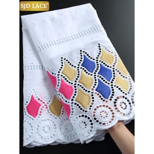 SJD LACE New Coming African Lace Fabric With Stones Swiss Voile Lace In Switzerland 100% Cotton Dubai Style For Wedding SewA2258
