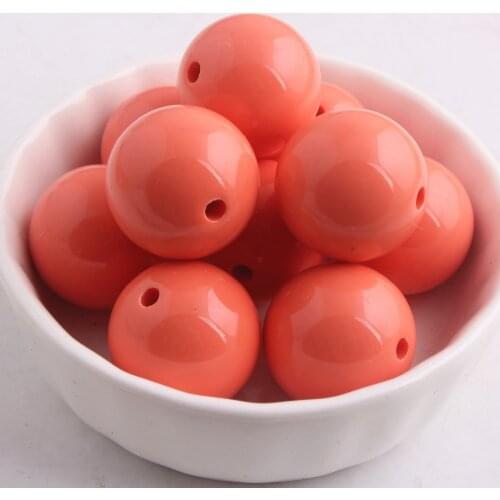Kwoi vita Coral Color Chunky 20MM 100pcs Acrylic Solid Gumball Beads for Bubble Chunky Little Girl