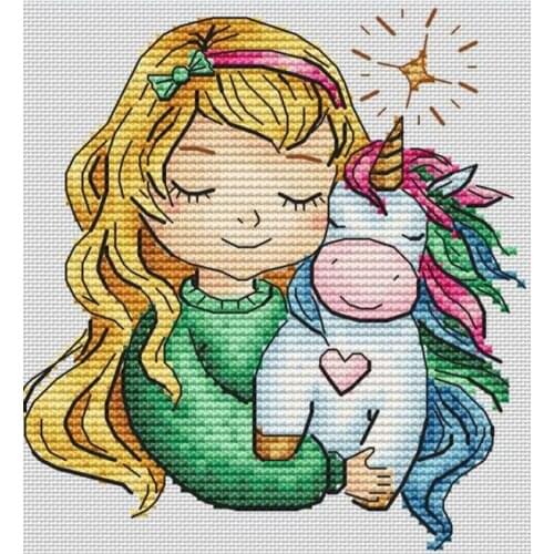 Stich Cross Stitch Kits Craft Blond Girl and Doll 21-22 Counted cross stitch Needlework Embroidery Cross-Stitching