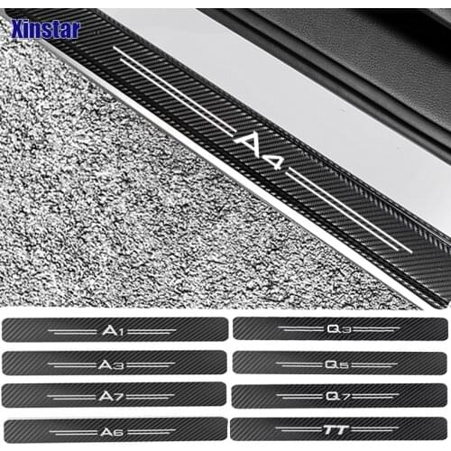 4pcs carbon fiber Door Sills Guards sticker for audi A1 A3 A4 A5 A6 A7 A8 Q1 Q3 Q5 Q7 TT B5 B6 B7 B8 B9 8P 8V 8L C6 C5 C7 4F