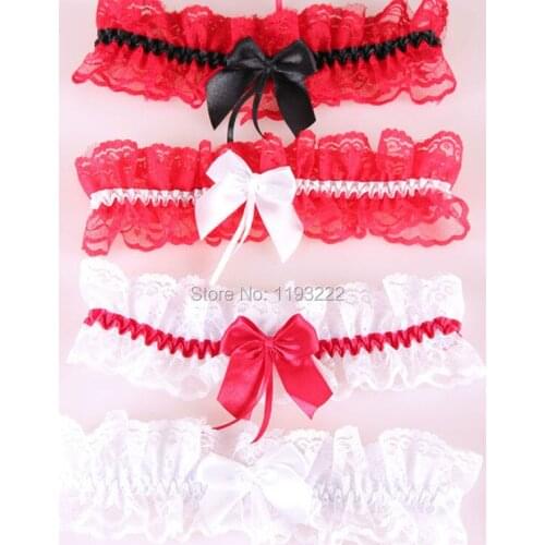Wholesale Women Cosplay Lolita Kawaii Sleepwear Wedding Bridal Accessories Lace Elastic Bow Ribbon Thigh LEG Loop Garter Belt