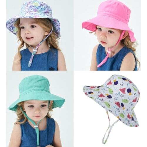 Summer Baby Sun Hat Boys Cap Children Panama Unisex Beach Girls Bucket Hats Cartoon Infant Caps UV Protection