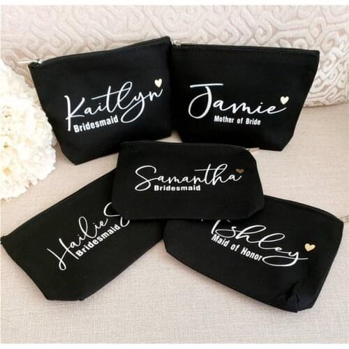 Personalized Gold Foil Cosmetic,Name Organizer Makeup Bag,Bridal party Favor,Bridesmaid proposal make up bag Mom valentines gift