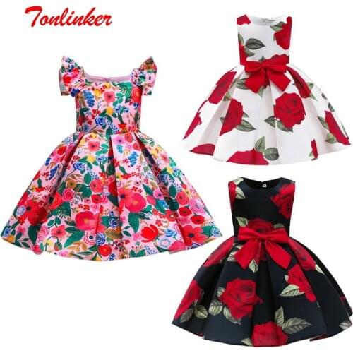 Girls Dress Christmas Printing Princess Dresses Kids Summer Party Ball Gown Birthday Children Festival Performance Outfits