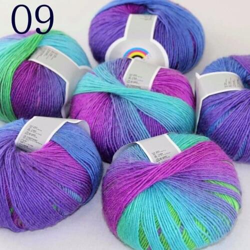 Sale Soft 6X50gr ballCashmere Wool Colorful Rainbow Wrap Shawl DIY Hand Knit Yarn Fuchsia Blue Aqua Green 524-09-6