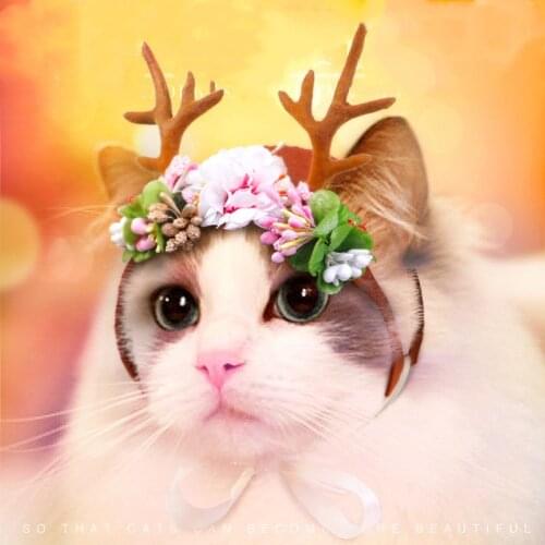 Christmas Antlers Pet-Accessories Beautiful Cute Cat Headband Christmas Pet Photo Props Christmas Antlers Cat Hair Accessories