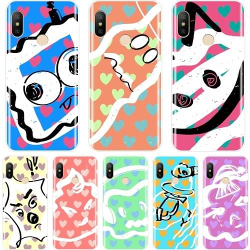 Cartoon Heart Yellow Love Red Phone Case For Xiaomi Mi A1 A2 8 SE Lite Soft Silicone Cover For Xiaomi Mi 5 5C 5S 5X 6 6X Plus