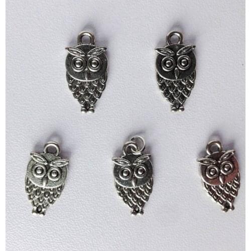 [wamami] 5pcs Sliver Metal Owl Pendant Charms BJD Dollfie Necklace Diy Accessory