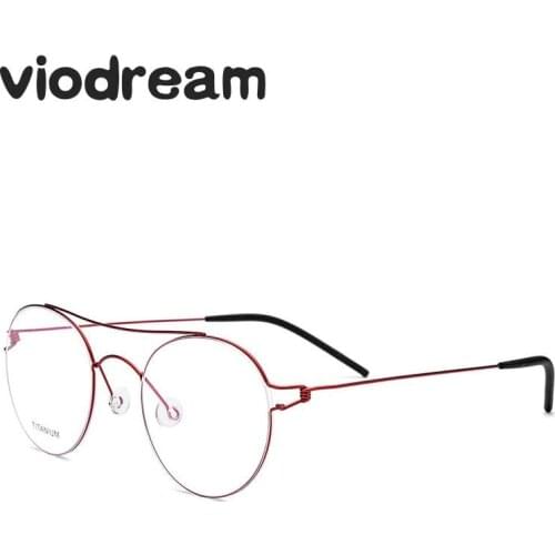 Viodream Unisex New Type Non Screw Titanium handwork Retro Round High grade Super Light Glasses Spectacle Frame Oculos De Grau