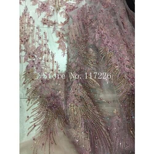 High quality embroidered lace fabric beaded french lace fabric African sewing tulle lace classic and unique JRB-15156