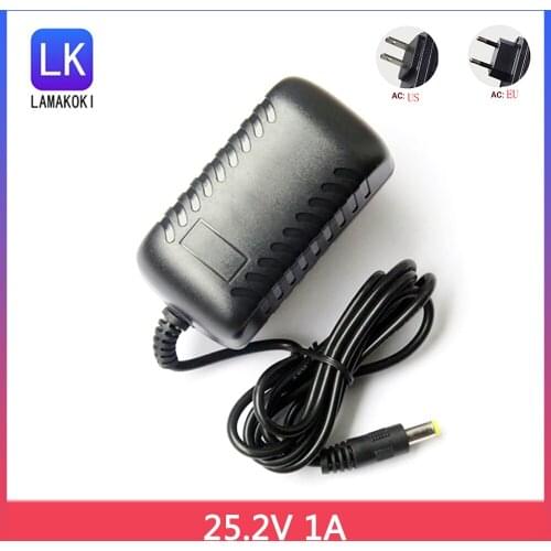 25.2V 1A Lithium Battery Charger For 6Series Li-ion Battery pack Portable Wall Charger DC 5.5mm*2.1mm Connector Plug EU/US