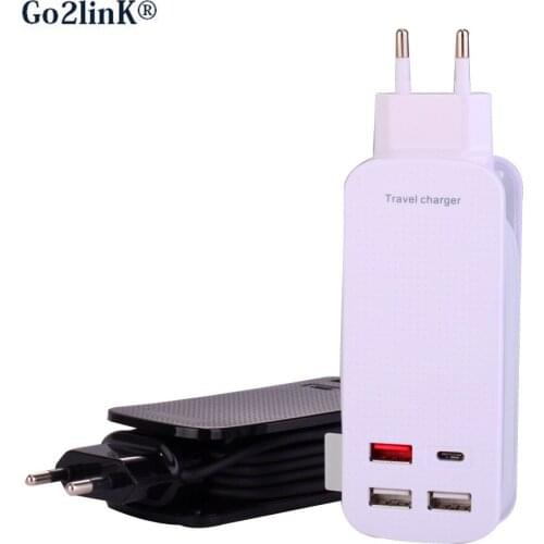 50W QC Quick charge 3.0 Type-C 4 in 1 US/EU/UK/AU Plugs Travel Usb charger for Samsung S8/S7/S6 Edge LG G5 Xiaomi 5 New Macbook