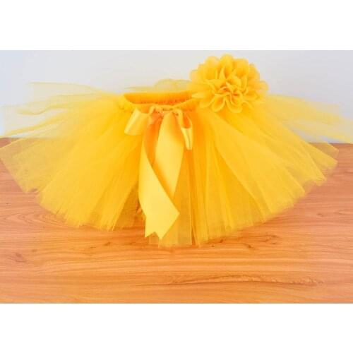 Yellow Baby Girls Fluffy Tutu Skirt & Headband Set Newborn Photo Prop Costume Infant Birthday Tulle Tutus Outfit For 0-12M