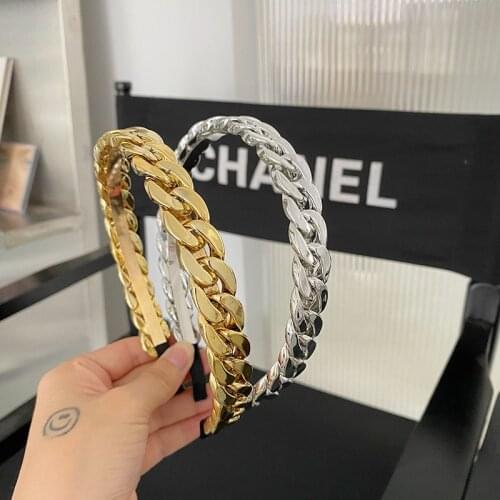 Women Fashion Gold Chains Hair Bands Hoop Alloy Headband Girls Hair Accessories Elegant Lady Chic Party Hairband Ornament