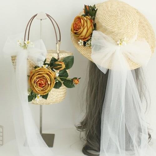 Angelatracy Women Straw Woven Tote Large Beach Handmade Weaving Shoulder Bag Handbag with floral Flower