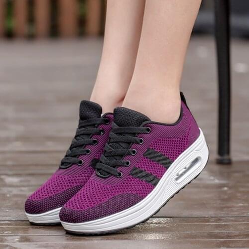 Summer Womens Single Shoes Hollow Weave Wedges Thick Sole Casual Sneakers Heightening Shoes Air Cushion Shoe Shake The Bottom