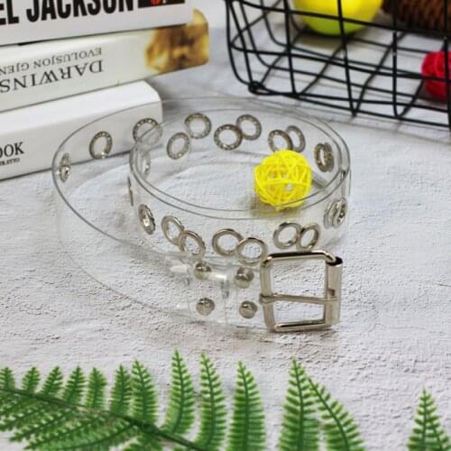 Transparent Jeans Belt Wild Resin Porous Pin Buckle Womens Belt Fashion