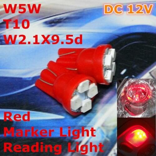 12V LED Red Color Car Bulb Lamp T10(4*1210 SMD Lamp)W5W W2.1X9.5d for Front Top Reading Signal Parking Light