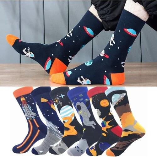 2021 autumn and winter new outer space socks 1 creative cotton socks couple tube socks cartoon alien socks