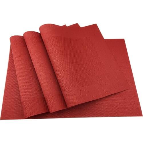 4pcs/lot Red Waterproof Table Cloth Pad Slip-Resistant Pad Disc Pads Placemat Pad Black Decorations Table Mat Exquisite TB Sale