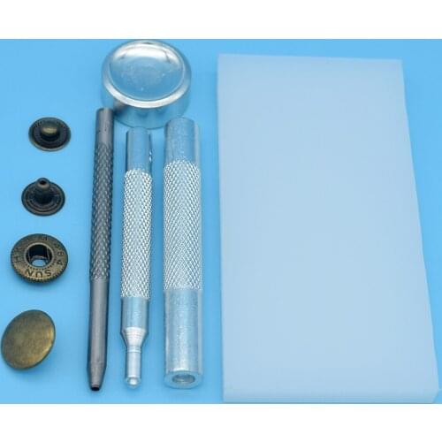 50sets Metal snap S-Spring buttons with 3in1 toolkit.DIY Bulk Clothing accessories puncher/hammer stick/plat board & press stud