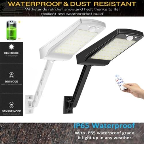 56 LED Outdoor Solar Light Street Wall Lamp Waterproof For Gardens flood Lamp remote control Motion Sensor Three Modes