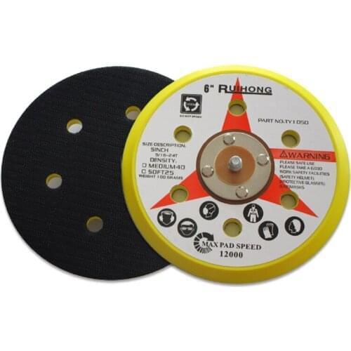 6 Inch 6 Holes Backup Sanding Pad Sanding Disc Backing Pad M8 Thread Hook and Loop Abrasive Tools Grinder Accessories