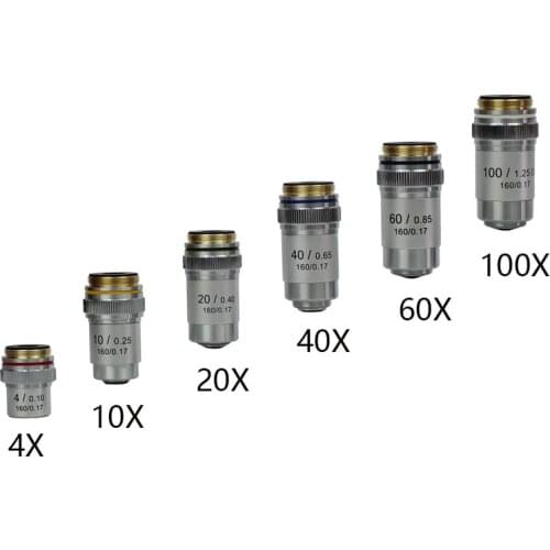 Achromatic Objective 4X 10X 20X 40X 60X 100X High Quality Microscope Objective Lens