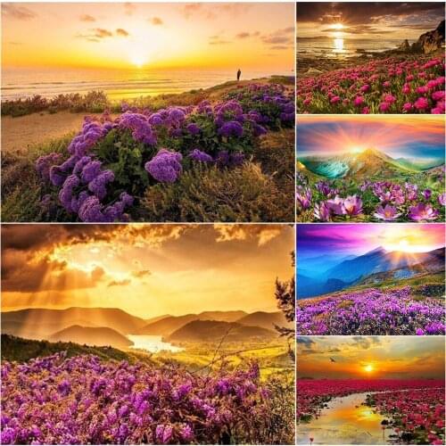 Full Diamond Art Painting Landscape Flowers 5D DIY Drill Embroidery Handmade Cross Stitch Tool Kits Mosaic Home Decoration Mural