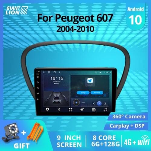 2DIN Android10.0 Car Radio For Peugeot 607 2004-2010 GPS Navigation Stereo Receiver DSP Auto Radio Car Receiver Bluetooth Player