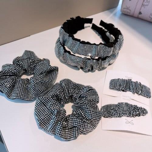 Shiny Glowing Diamond Elastic Hair Bands Rhinestone Bracelet Flashing Diamond Hair Accessories Diamond-studded