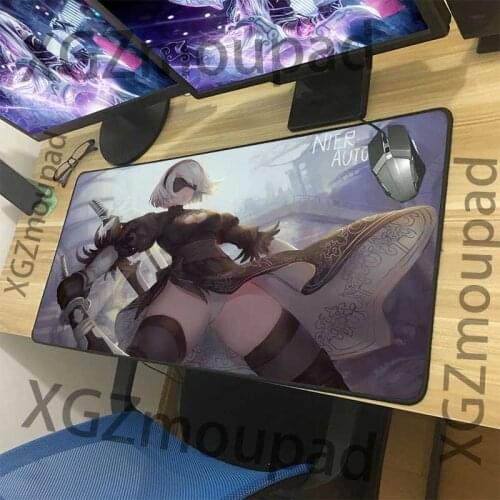 XGZ Large Gaming Mouse Pad Black Lock Edge Anime Sexy Butt NieR: Automata Custom Home Computer Desk Mat Non-slip 900x400/900x300