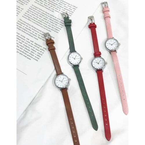 Womens Fashion White Small Watches Brand Ladies Quartz Wristwatch Simple Retro Montre Femme with Leather Band Clock