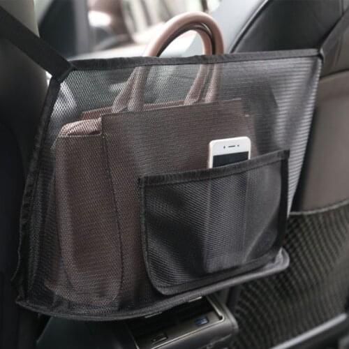 Handbag Holder Organizer Seat Side Storage Mesh Net Car Net Pocket Functional Car Seat Storage Handbag Car Interior Accessories