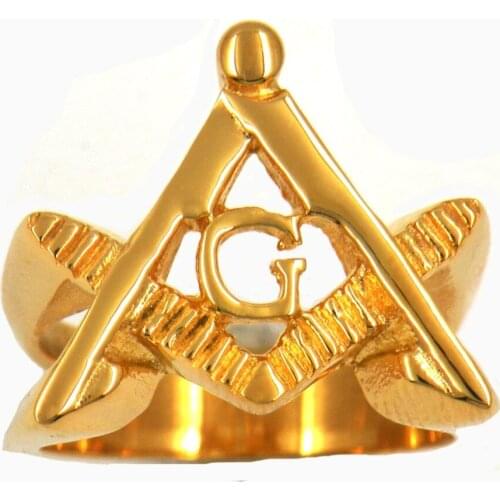 FANSSTEEL Stainless Steel Jewelry Master Mason Compass and Square Masonic Ring FSR12W35G