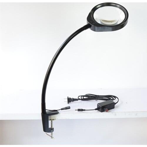 HD LED clip-on magnifier glass with lamp 10 times old people reading electronic inspection mobile phone repair desk Metal Hose
